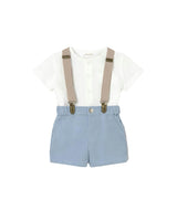 White & Blue Suspenders Set