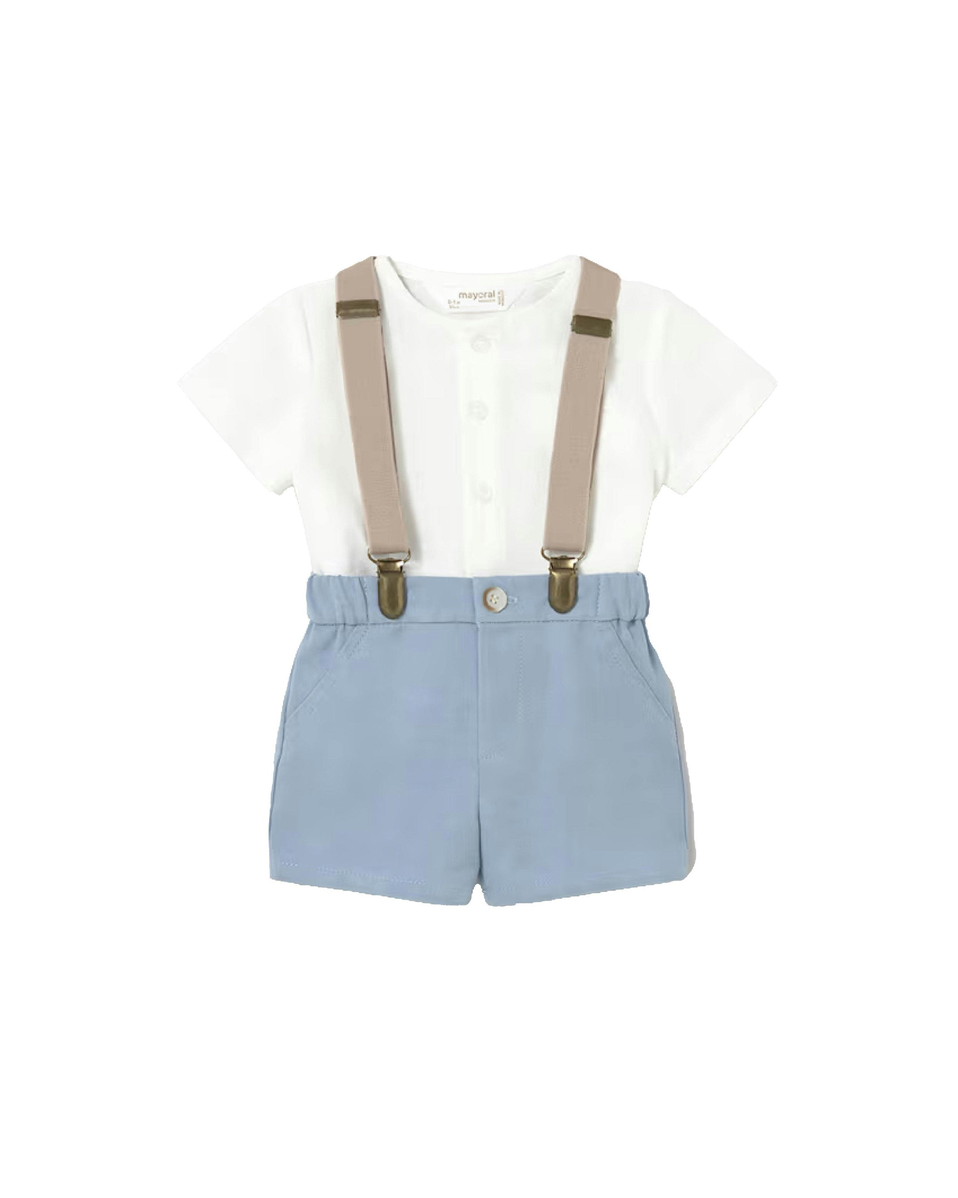 White & Blue Suspenders Set