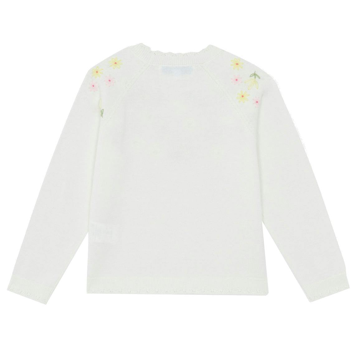 TARTINE ET CHOCOLAT Embroidered Floral Sweater - Nacre