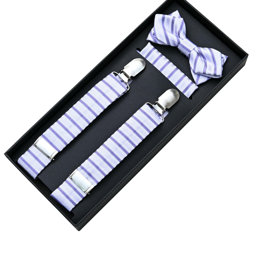Purple Striped Suspenders Set