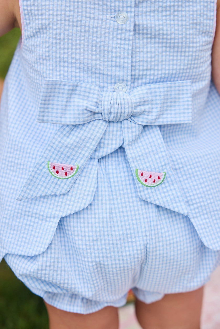 Embroidered Bow Back Bloomer Set - Watermelon