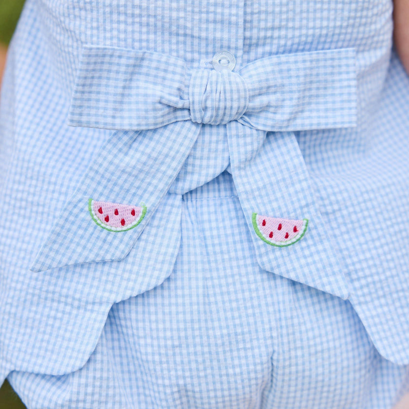 Embroidered Bow Back Bloomer Set - Watermelon