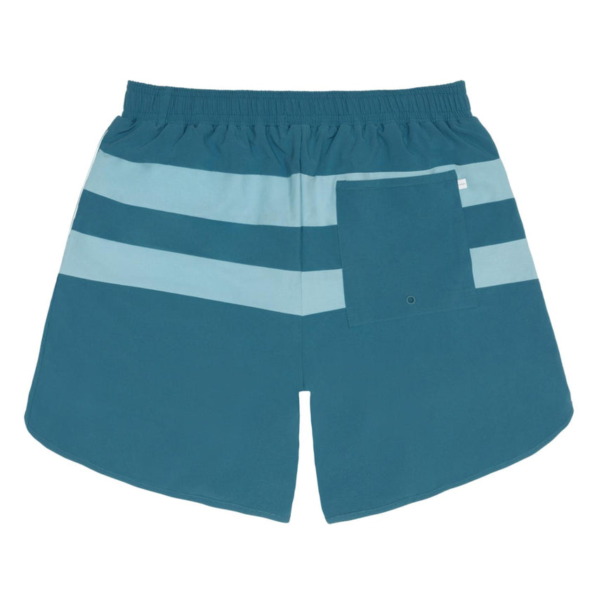 men's teal and dusk blue colorblock boardie