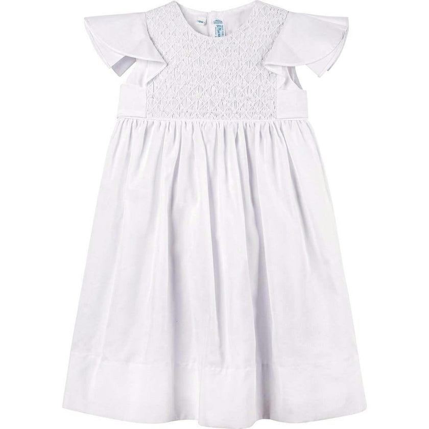 White Elegant Smocked Wedding Dress