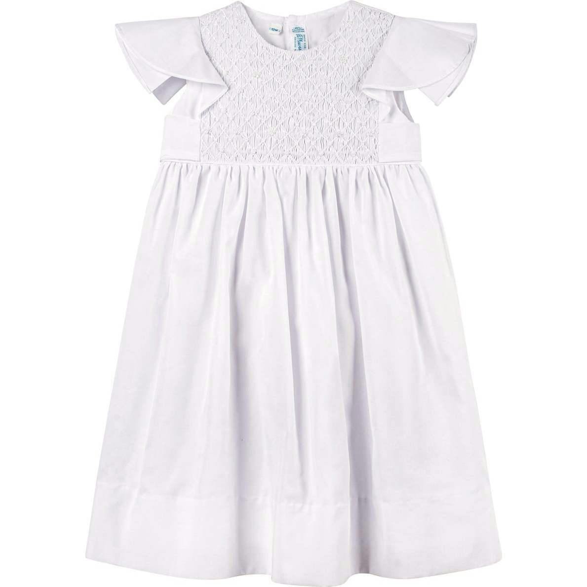 White Elegant Smocked Wedding Dress