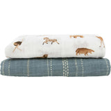 Organic Cotton Muslin Swaddle Blanket 2 Pack - Animal Crackers