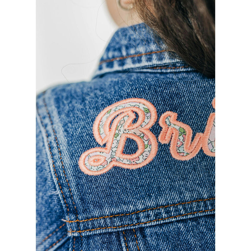 Custom Embroidered Applique Denim Jacket, Floral Multi