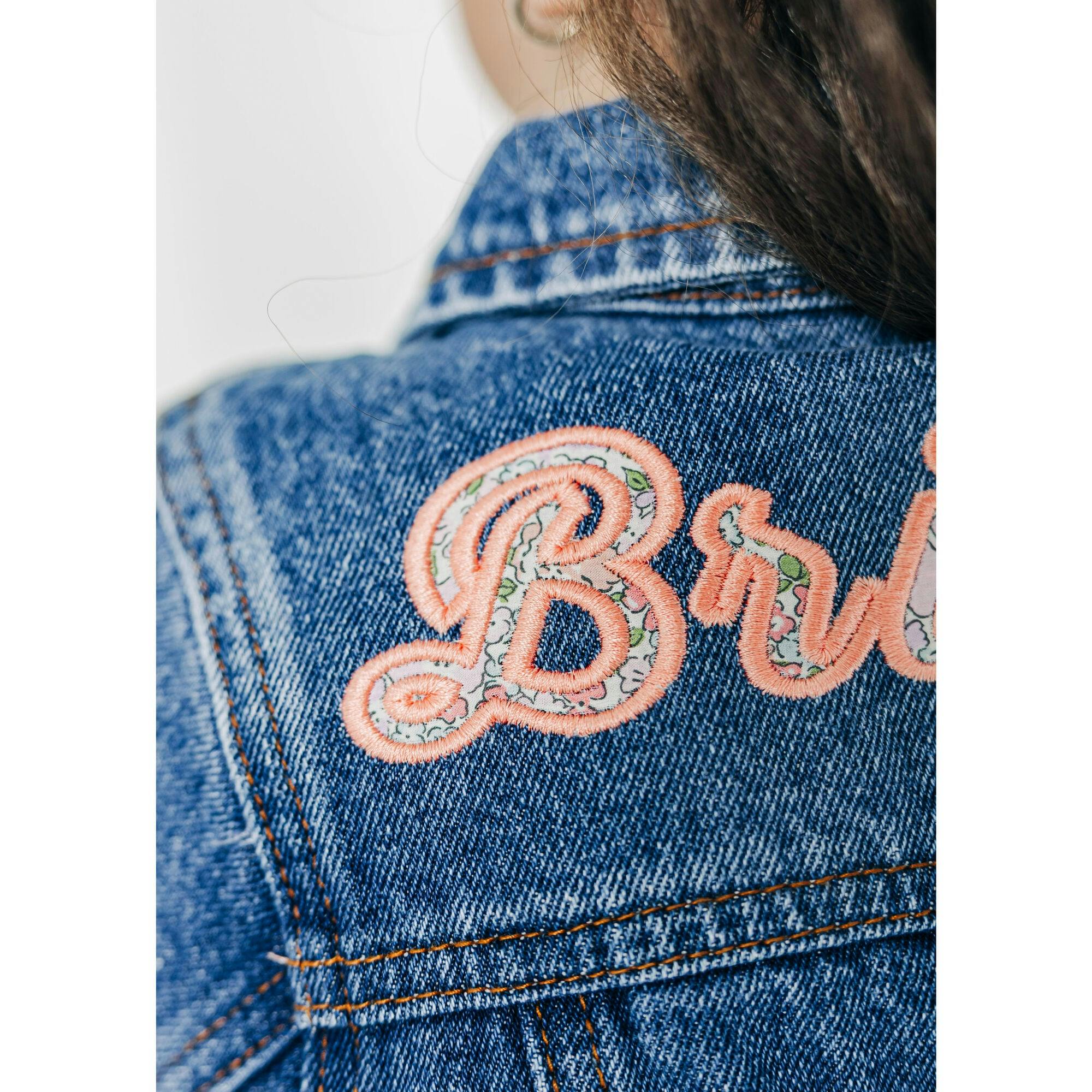 Custom Embroidered Applique Denim Jacket, Floral Multi