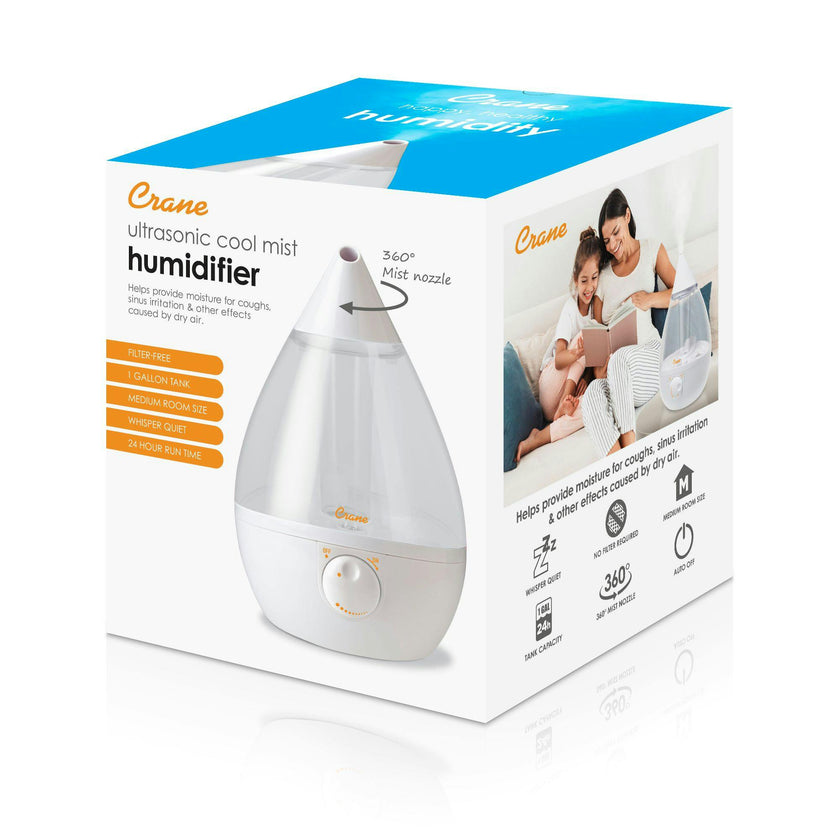 Crane 1 Gallon Drop Shape Cool Mist Humidifier for Nursery