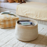 Kilo Hand Braided Thick Cord Contrast Border Basket