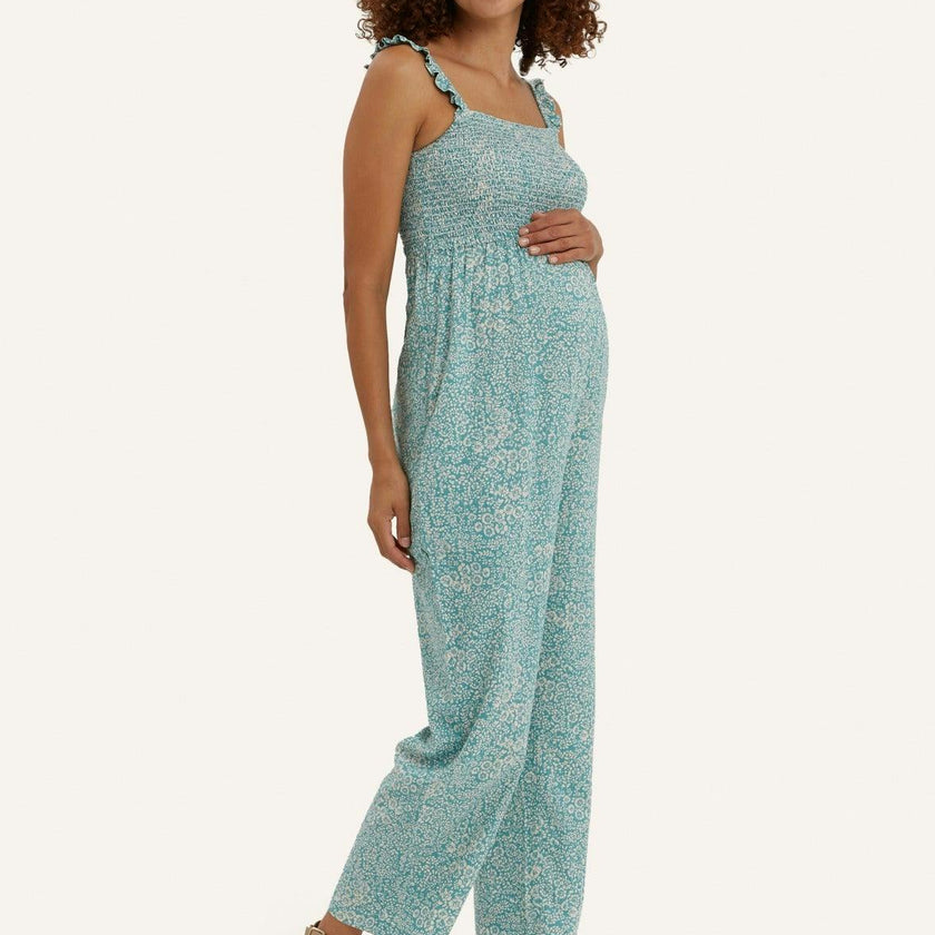 Women's Maternity Marais Smocked Bust Sleeveless Strap Jumpsuit