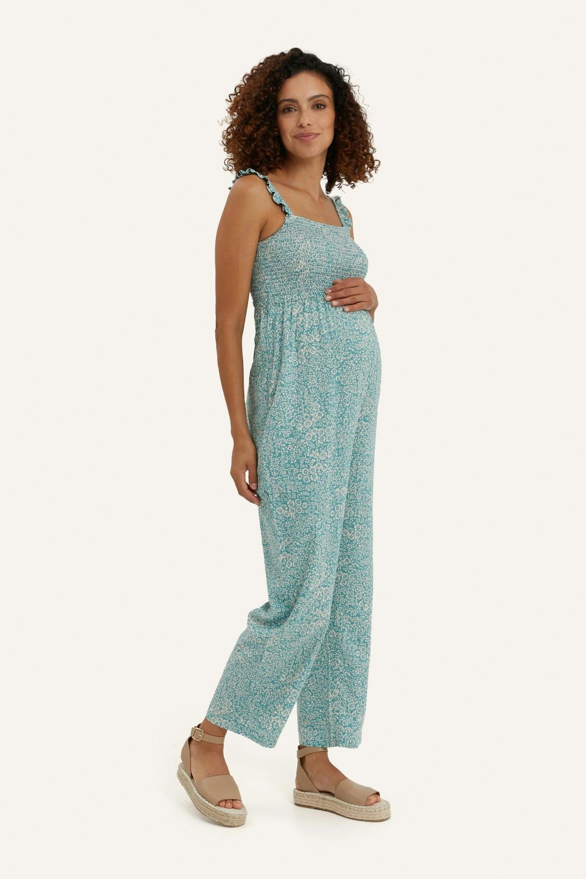 Women's Maternity Marais Smocked Bust Sleeveless Strap Jumpsuit