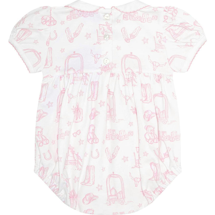 Pink Lone Star Toile Smocked Bubble