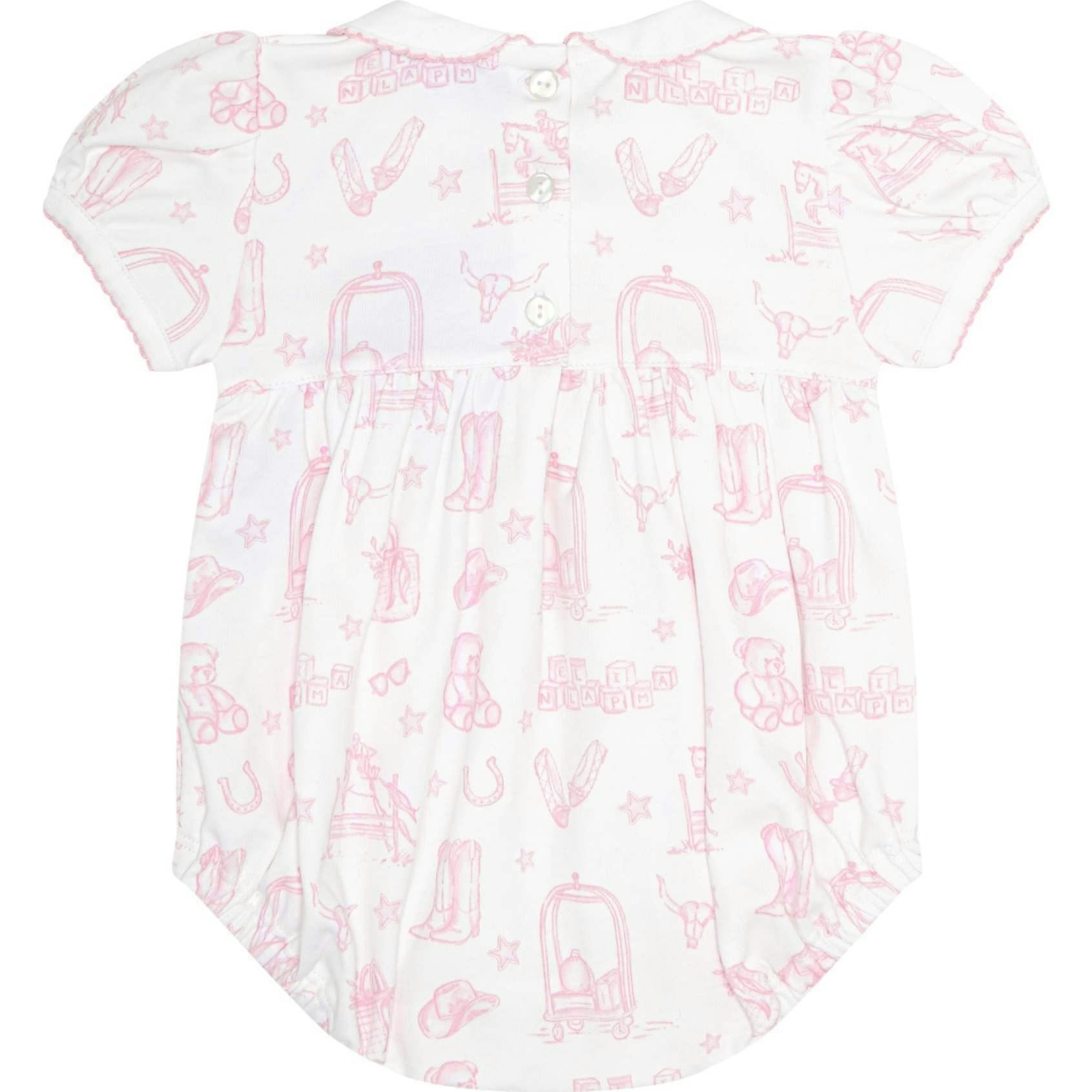 Pink Lone Star Toile Smocked Bubble