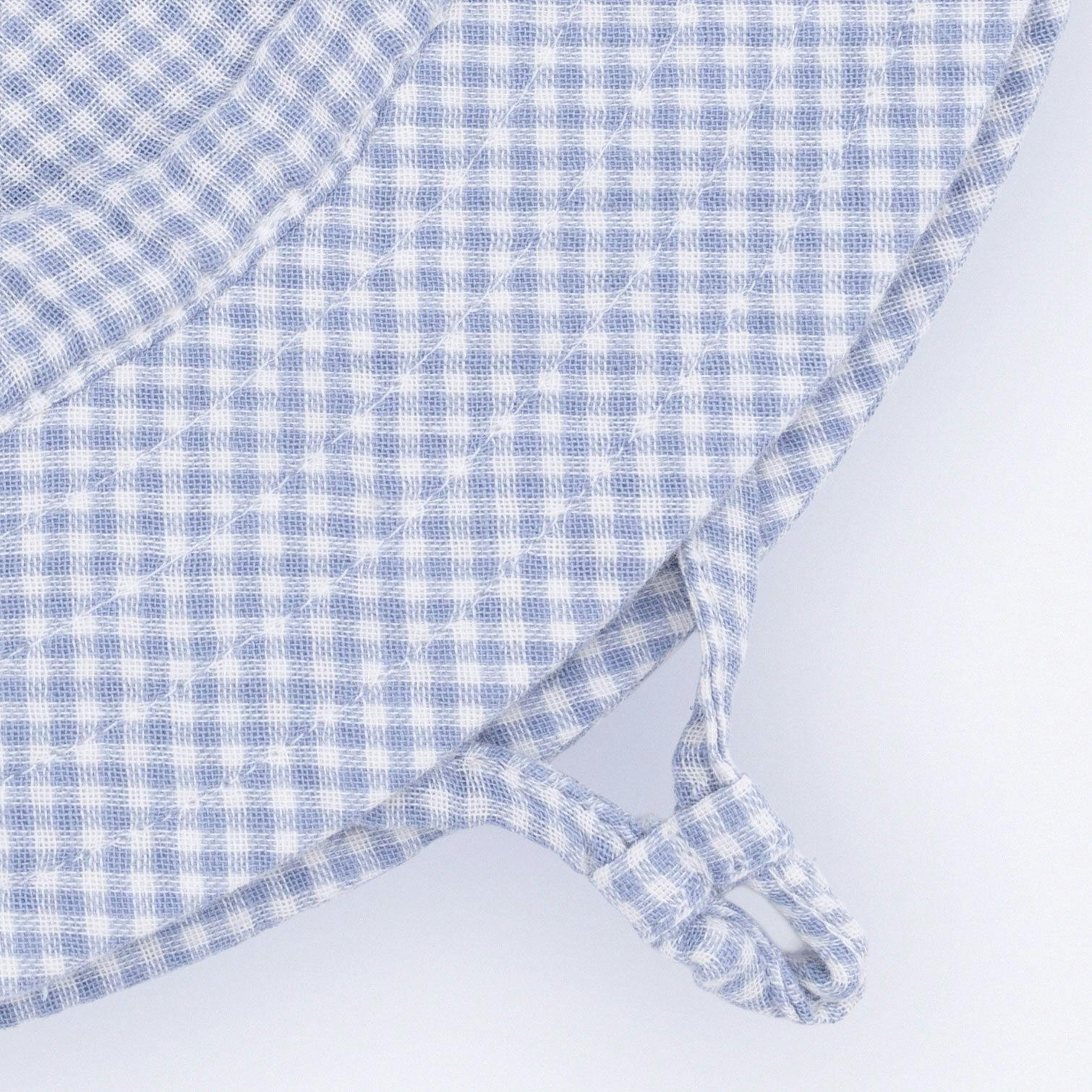 Micro Gingham Blue Blizzard - Wide Brim Sun Hat