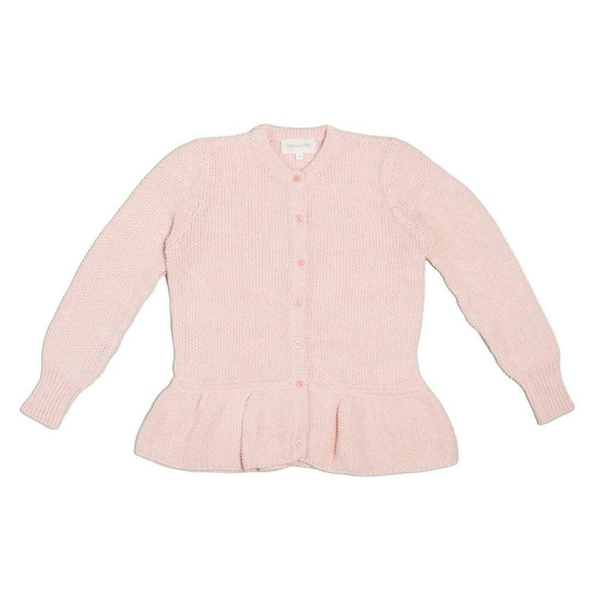 Moss Stitch Ruffled Cardigan | Blush