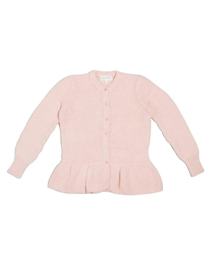 Moss Stitch Ruffled Cardigan | Blush