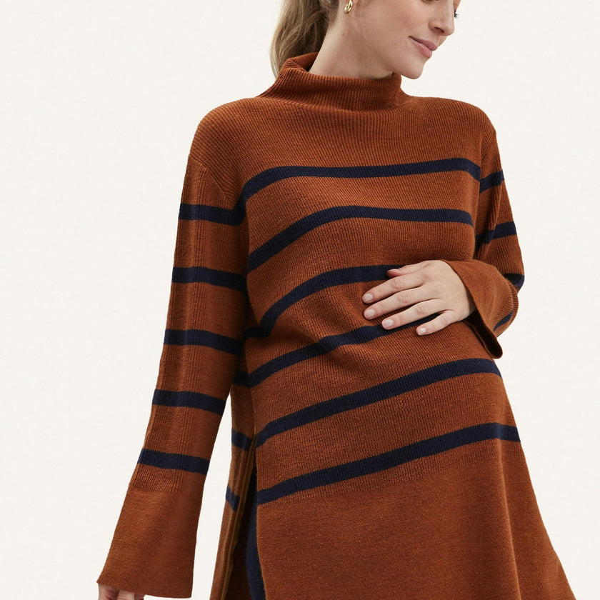 Sarabeth Neck Long Sleeve Maternity Sweater