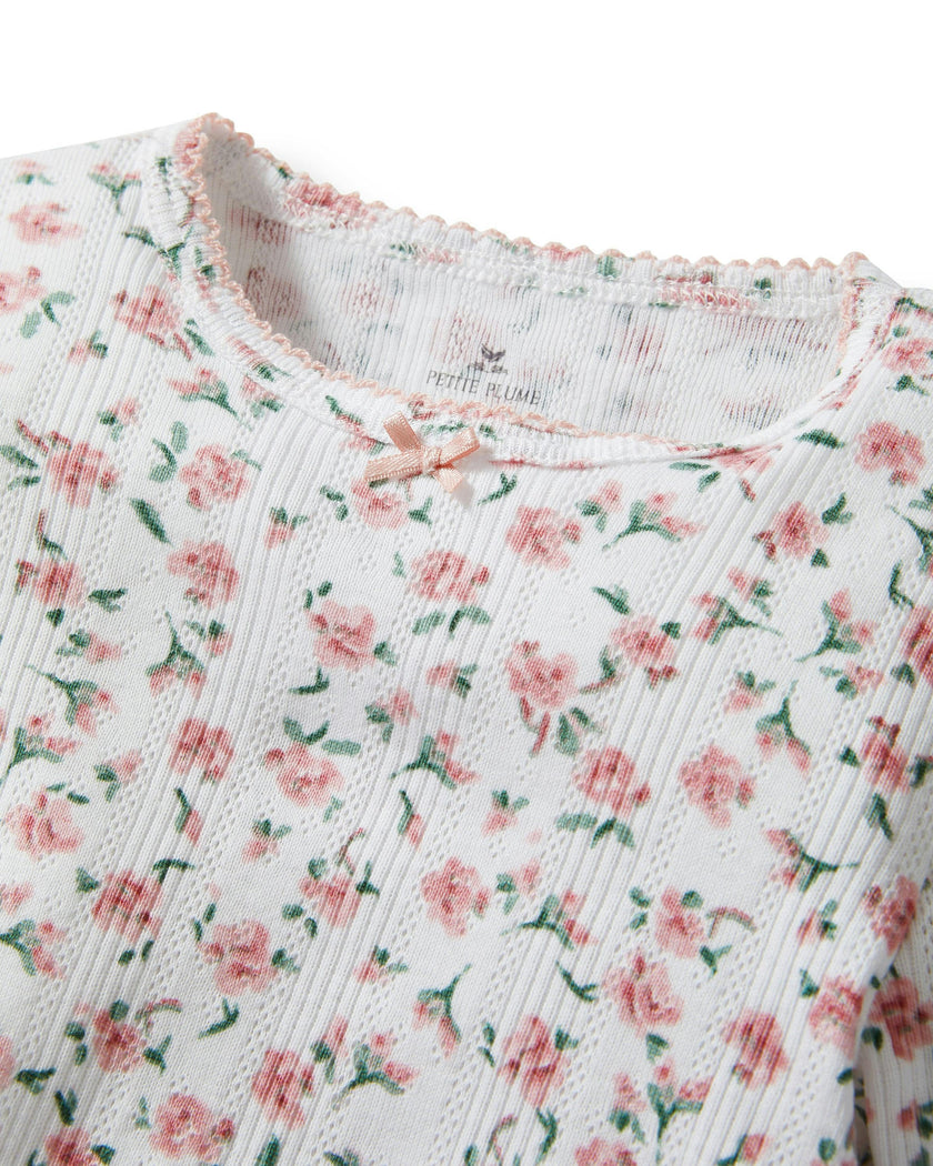 Kid's Pointelle Snug Fit Pajama Set in Pink Floral
