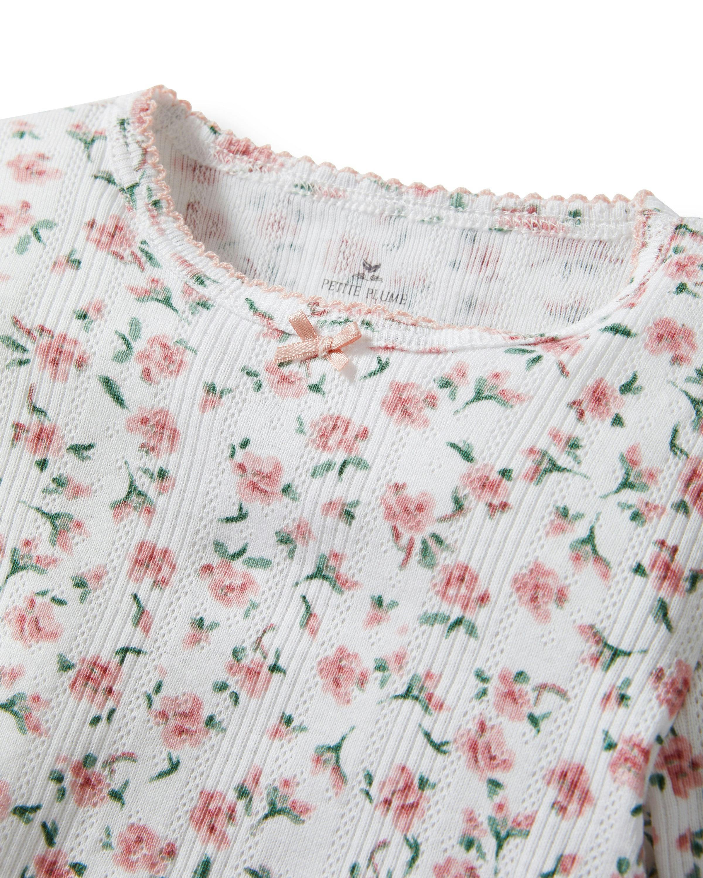 Kid's Pointelle Snug Fit Pajama Set in Pink Floral