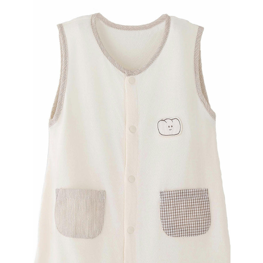 Cream Bear Pocket Romper