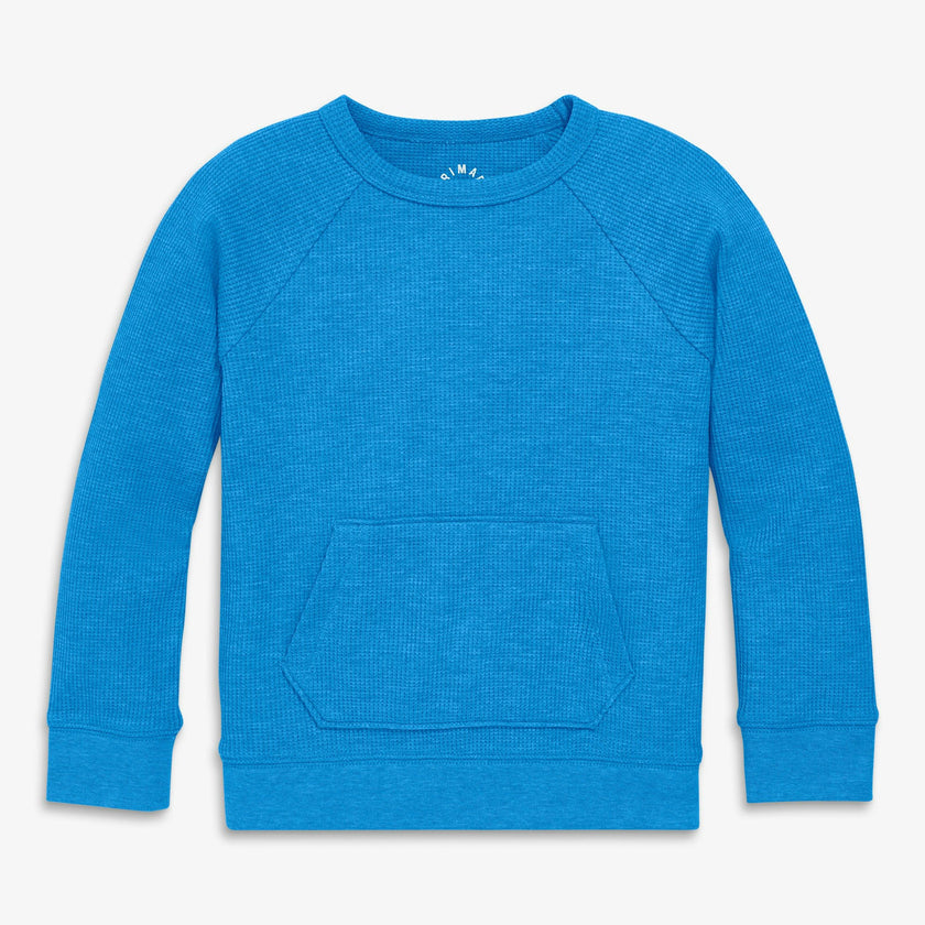 Kids heathered waffle pocket tee
