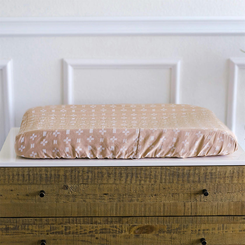 Ezra Copper Dash Cotton Quilted Change Pad Cover