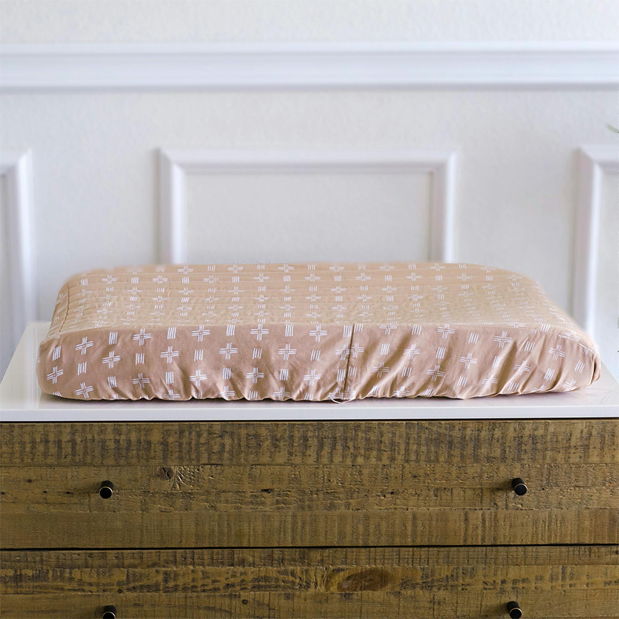 Ezra Copper Dash Cotton Quilted Change Pad Cover