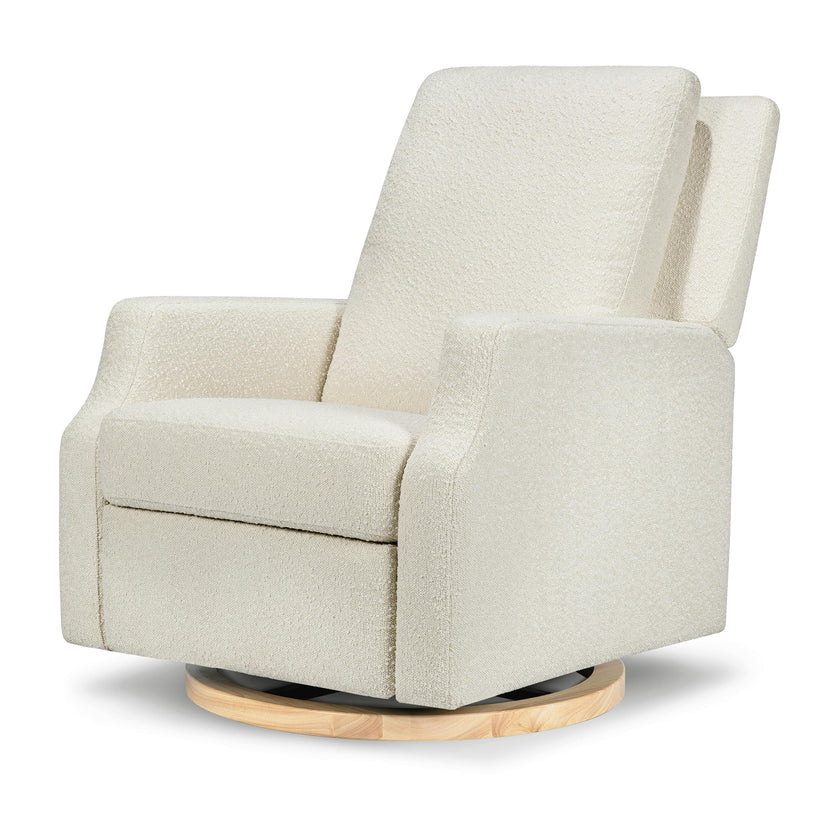 Crewe Recliner and Swivel Glider in Ivory Boucle w/Light Wood Base
