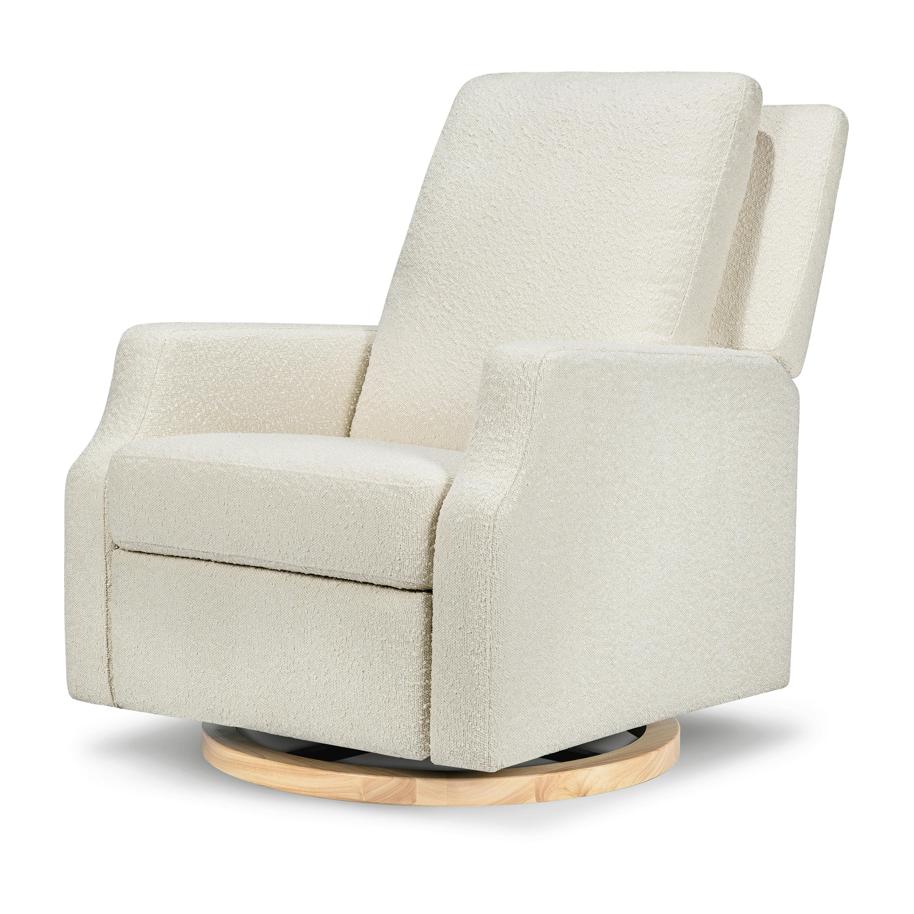 Crewe Recliner and Swivel Glider in Ivory Boucle w/Light Wood Base