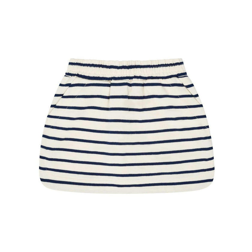 girls cream and navy stripe skirt with shorts