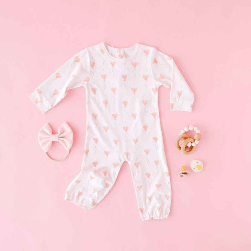 Pink Heart Balloon Romper