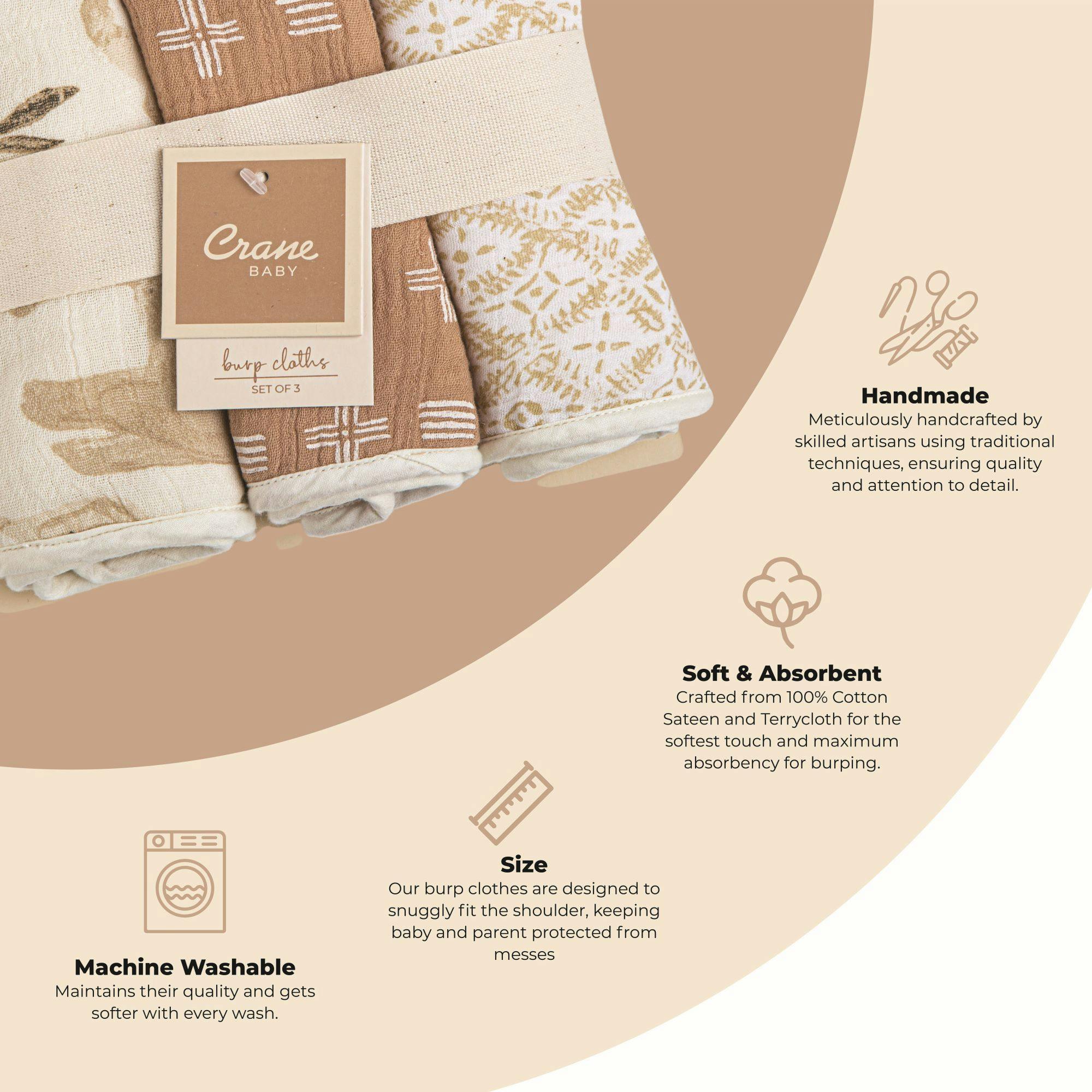 Kendi Safari Animal Cotton Burp Cloth (Set of 3)