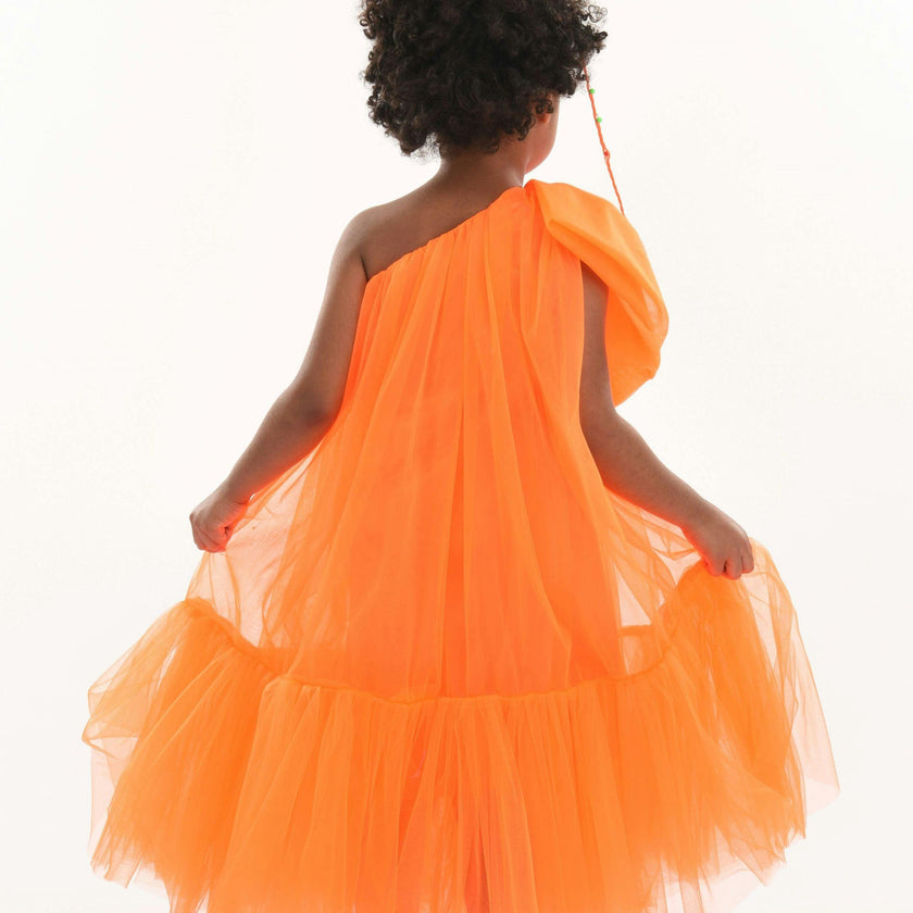 Orange Maggi Neon Bow Tulle Dress