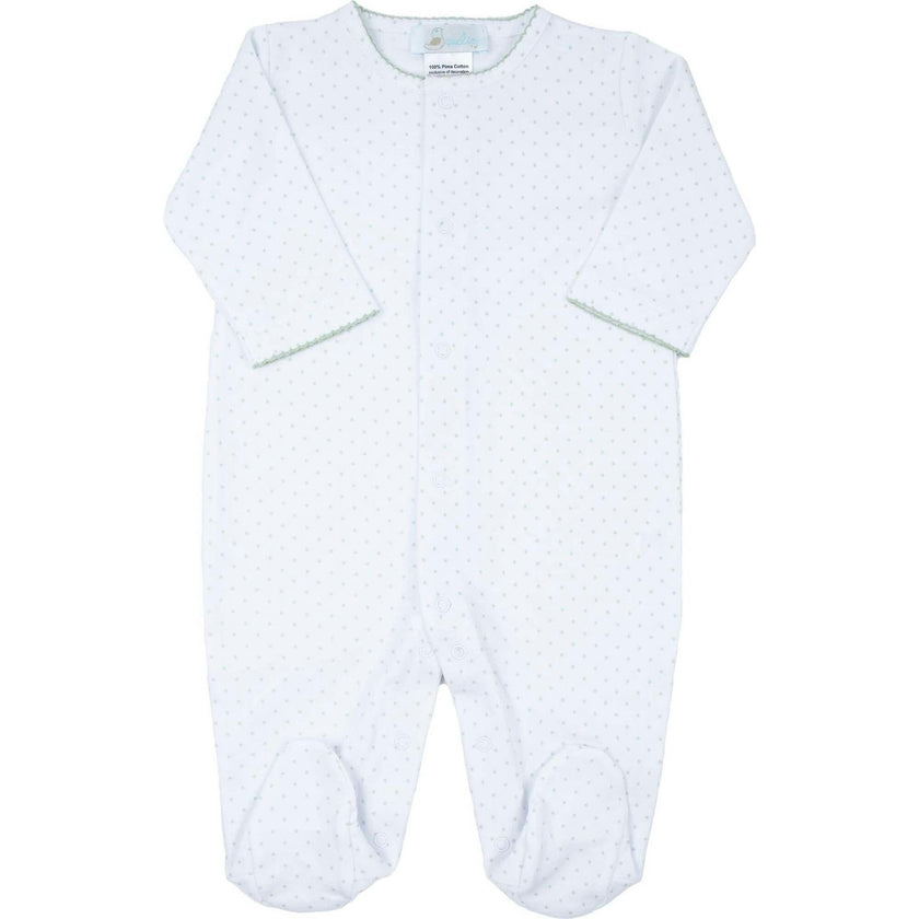 Sage Polka Dot Pima Footie
