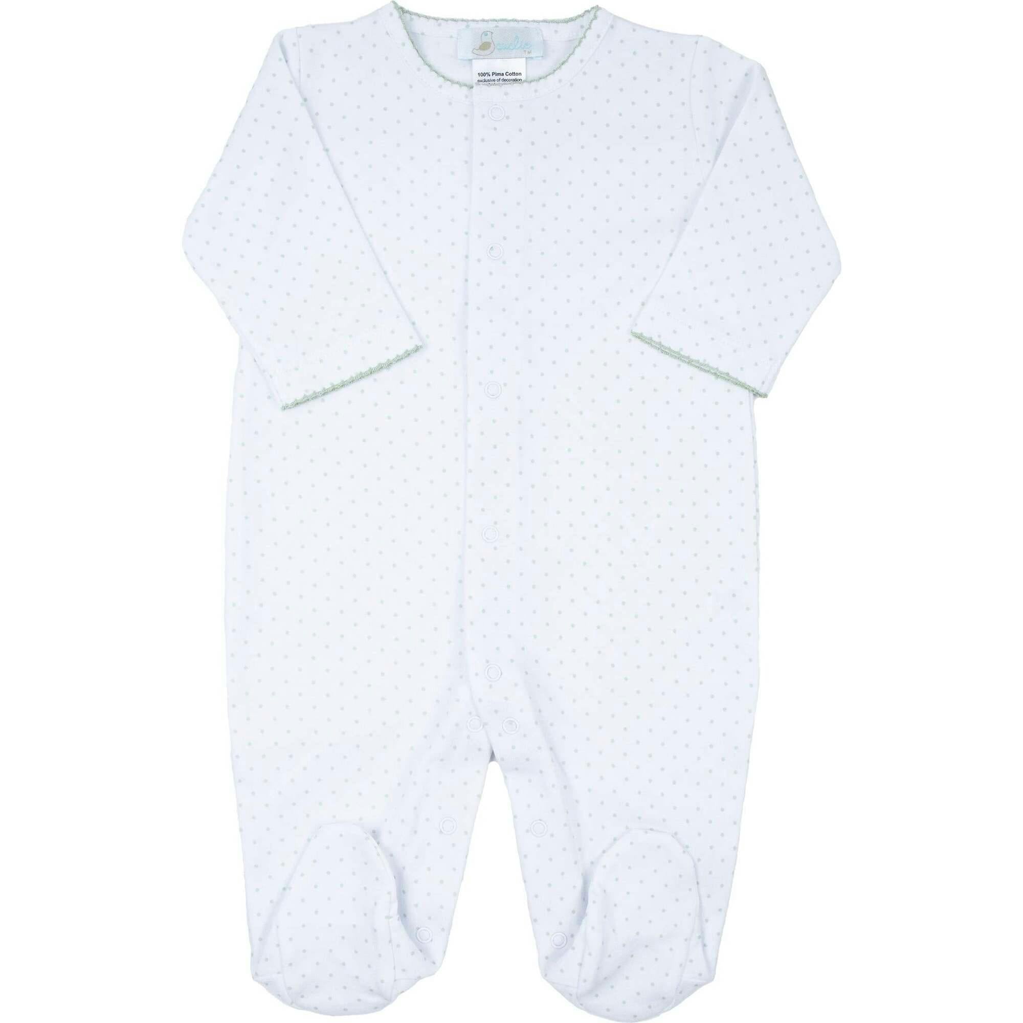 Sage Polka Dot Pima Footie