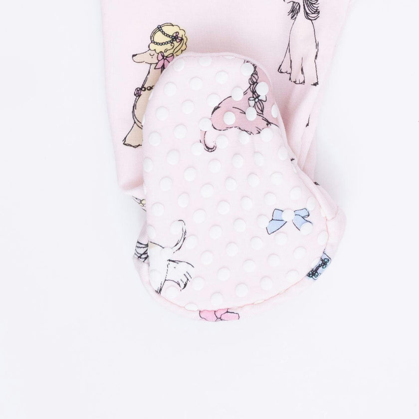 Fancy Hounds with Bows - 2 Way Ruffle Back Zipper Footie