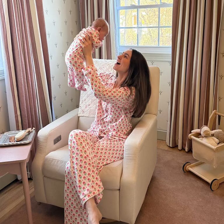 Geranium Block Women’s Button Front Long Pajama Set