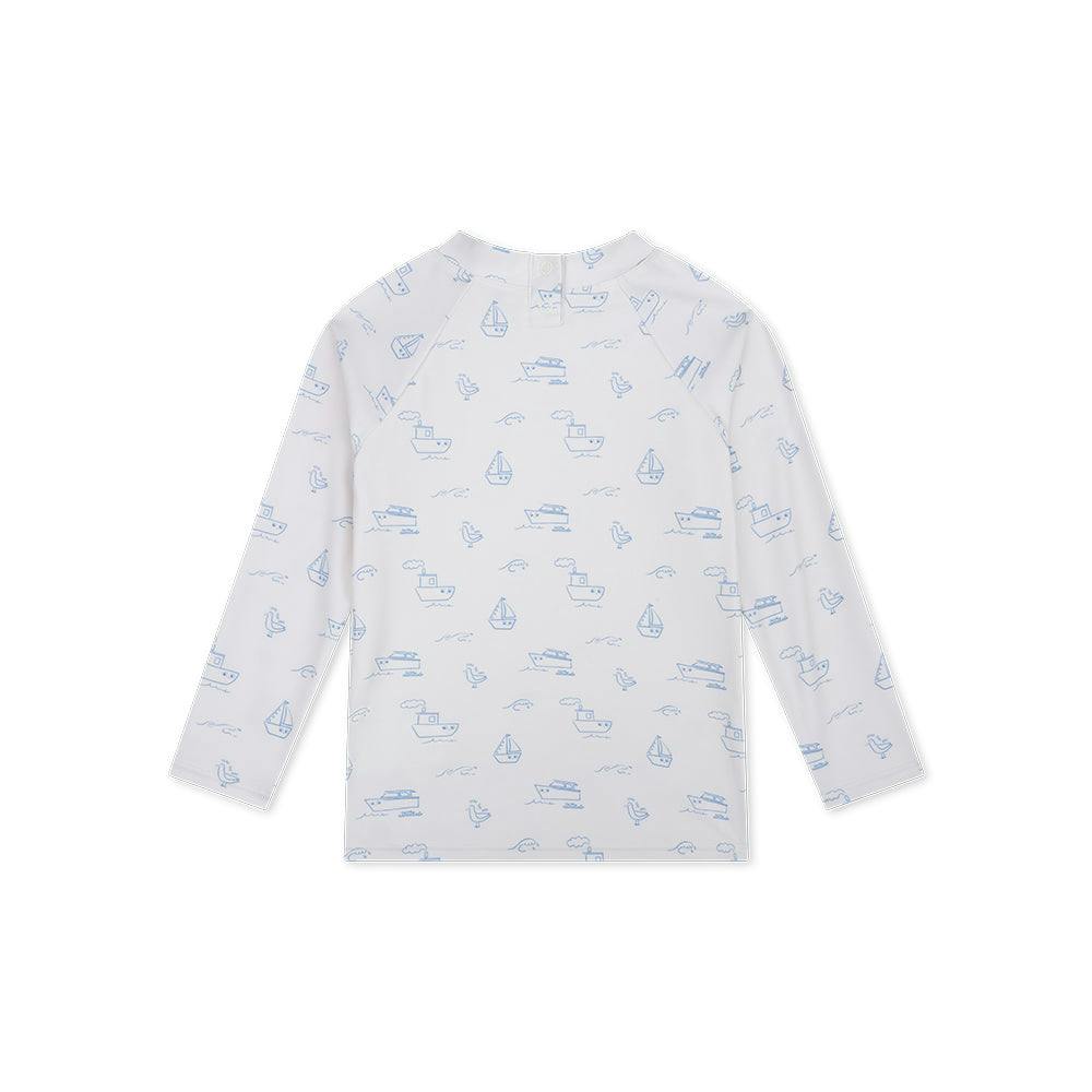 UV Swim Shirt Long Sleeves - Beige/Blue - Seas The Day