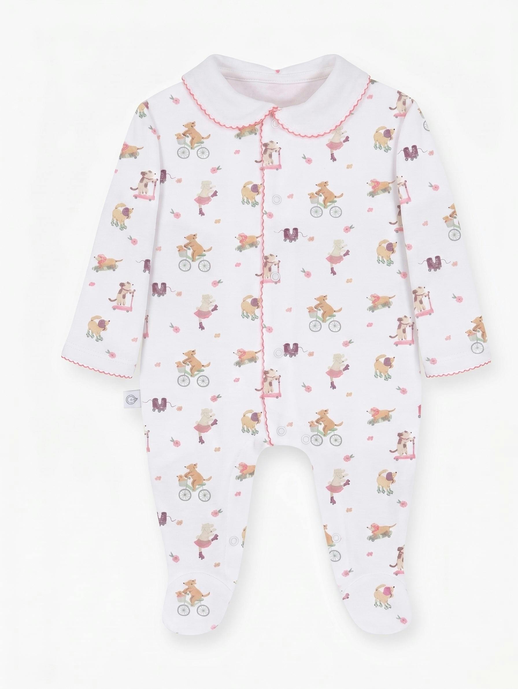 Roller Pups Girl Pima Cotton Baby One-Piece Pajamas