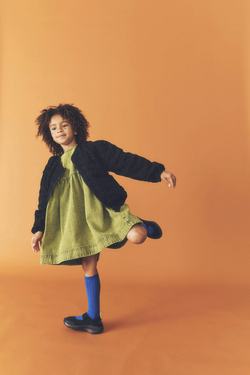 Kids Rumi Acid Green Overdye Denim Dress