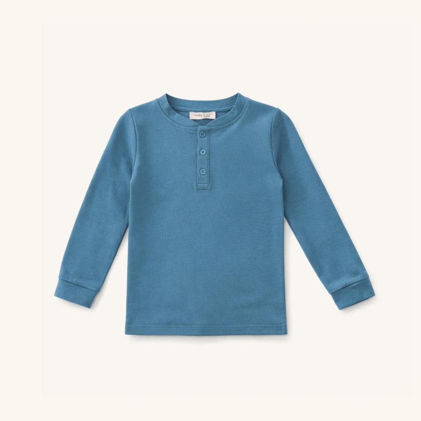 Boys' Long Sleeve Henley in Blue