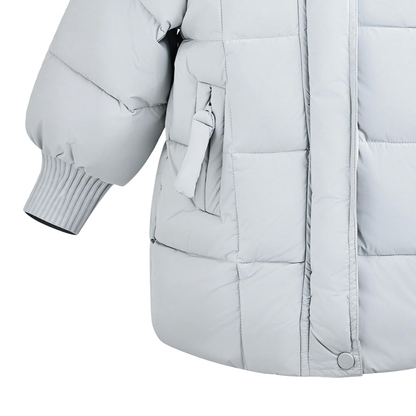 Blue Quilted Hooded Jacket