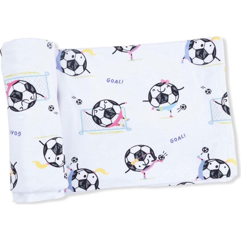 Soccer Balls Playing Soccer Pink - Swaddle Blanket