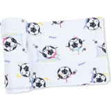 Soccer Balls Playing Soccer Pink - Swaddle Blanket