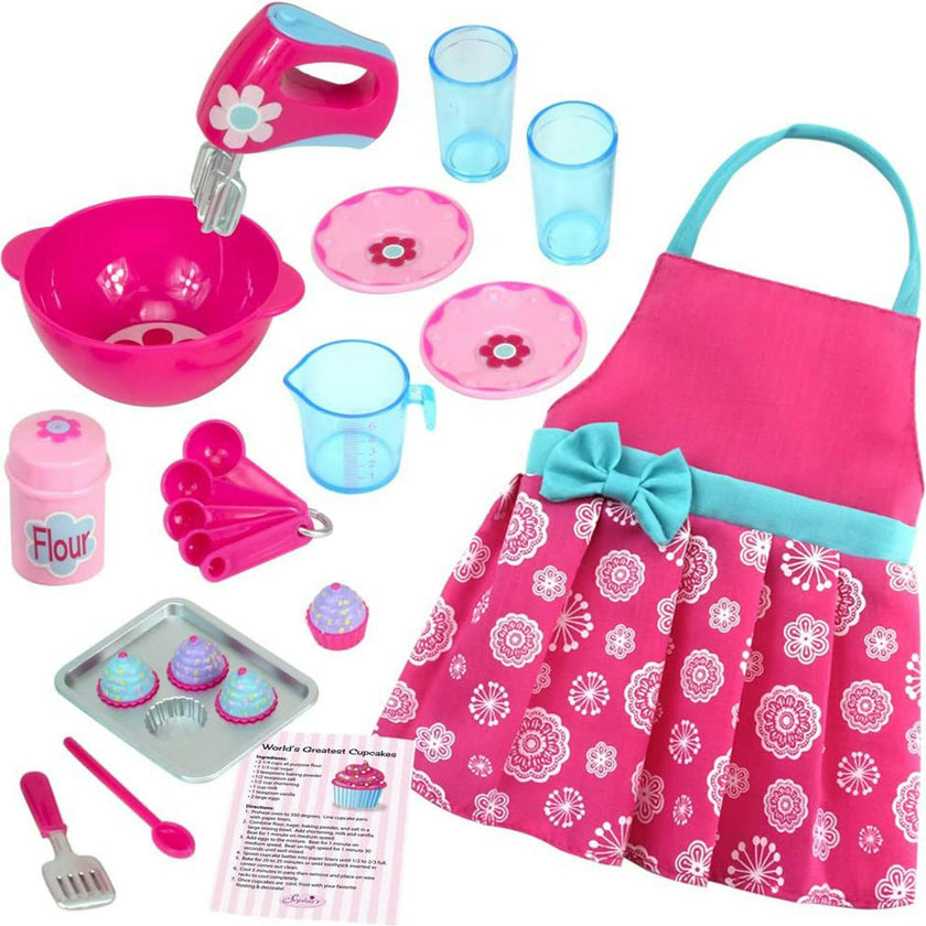 Sophia's Baking Apron and 27-Piece Accessories Set for 18" Dolls, Pink
