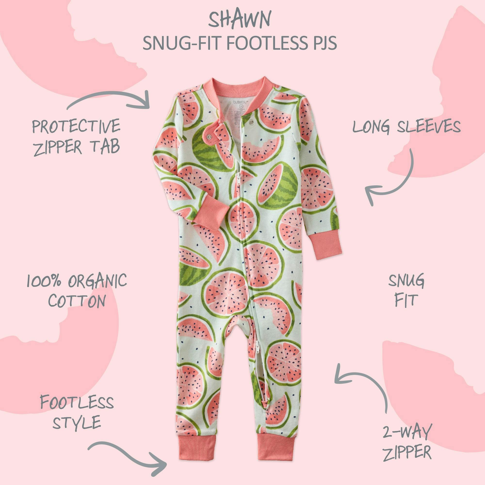 SHAWN Snug-fit Footless Baby Pajamas for Boys & Girls