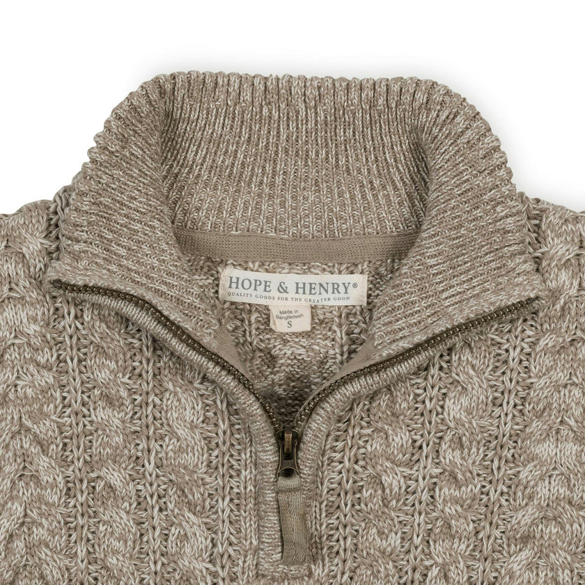 Organic Half Zip Cable Sweater
