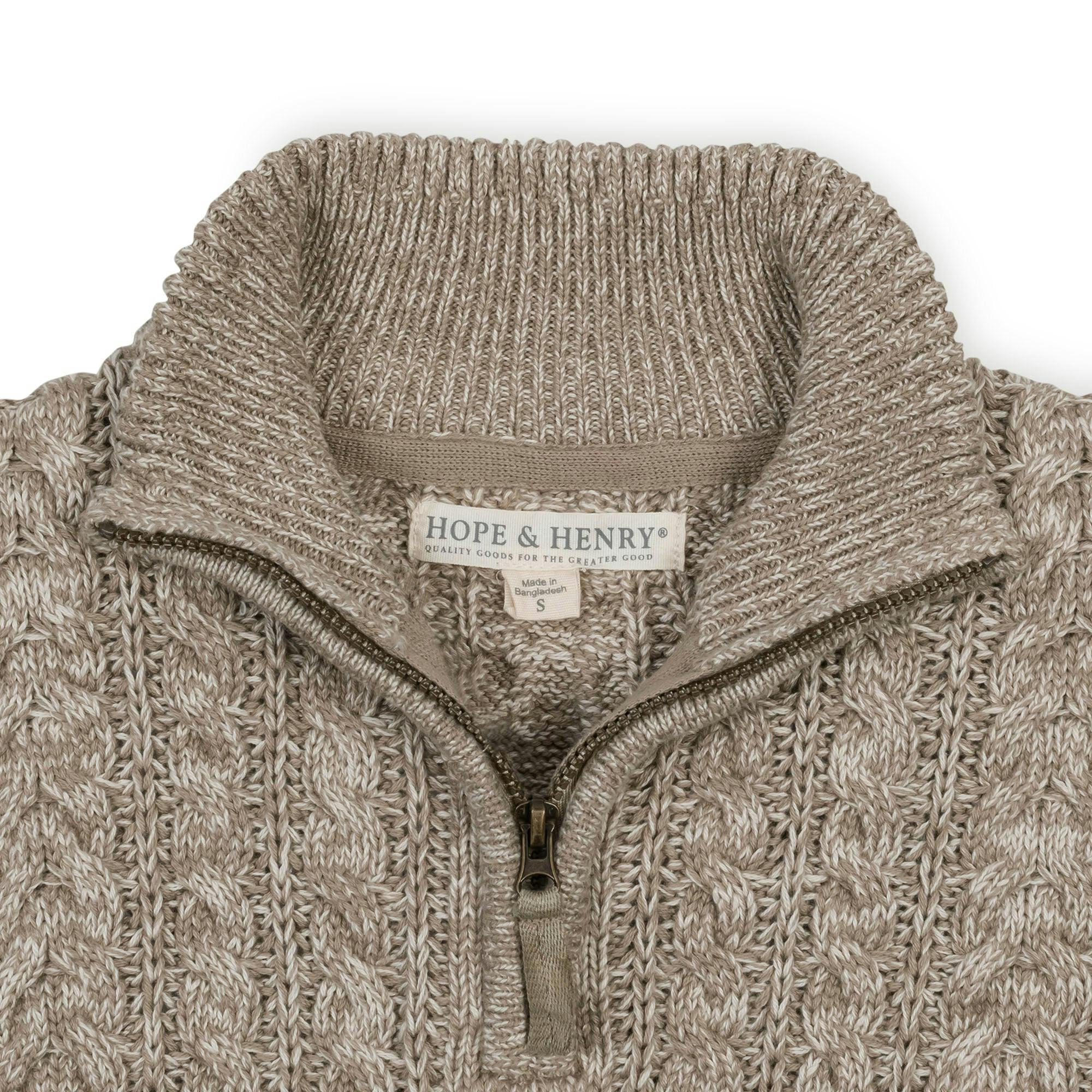 Organic Half Zip Cable Sweater