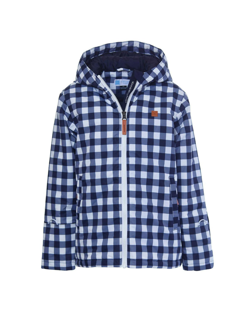 Women's Winter Coat in Navy Gingham